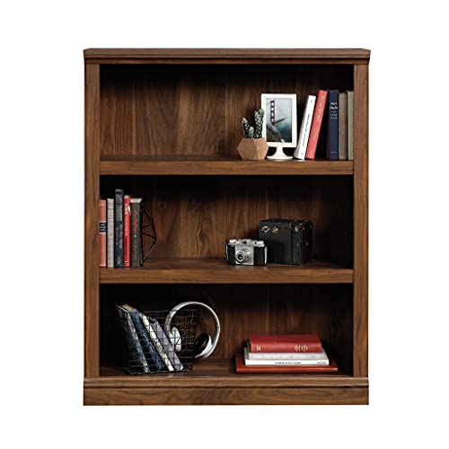 Sauder 3 Tier Book Shelf Wooden Bookcase Multipurpose Bookshelf for Home Office, Living Room, in Grand Walnut - color: Grand Walnut Finish