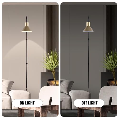 Plug in Wall Sconce with Switch, Indoor Horn Cover Wall Mounted Lamp with E26 Base, Long Wall Light for Bedroom Living Room Study Hallway Bedside(1PCS) - color: Black