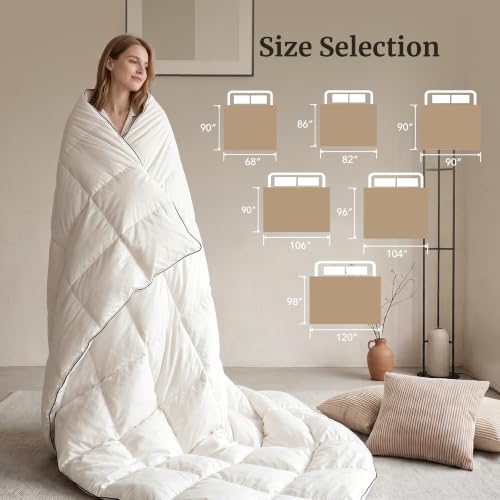 Luxury White Goose Feathers Down Fiber Comforter Queen Size Duvet Insert | Hotel Collection 100% Cotton Cover Fabric,All Season Medium Warmth,High Fill Power,8 Corner Tabs,Breathable,Hypoallergenic - size: Queen (90''x 90'')