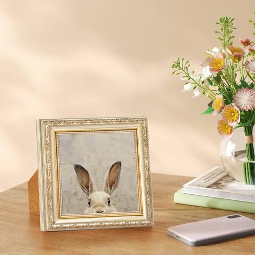 5x5 Picture Frame Set of 2, Ornate Champagne Silver Photo Frame with Subtle Gold Sheen, Antique Wall & Tabletop Decor for Home Office, Champagne Gold Silver Frame, 2 Pack - color: Champagne Silver, size: 5x5-2P
