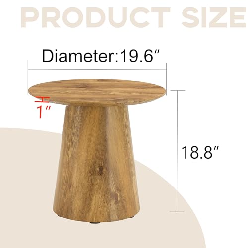 Wood Coffee Table Set of 2, Farmhouse Nesting Tables with Natural Wood Grain Round Tabletop & Wooden Cone Base, Round Layered Low Profile Accent Tables Ideal for Living Room, APT, Small Space - color: Wood Nesting Coffee Table
