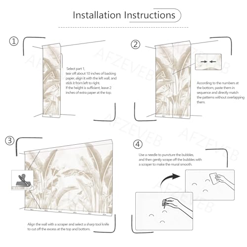 AFZEVEB-Tropical Banana Leaf Peel and Stick Wallpaper Walls Mural - color: X809, size: 118" x 84"
