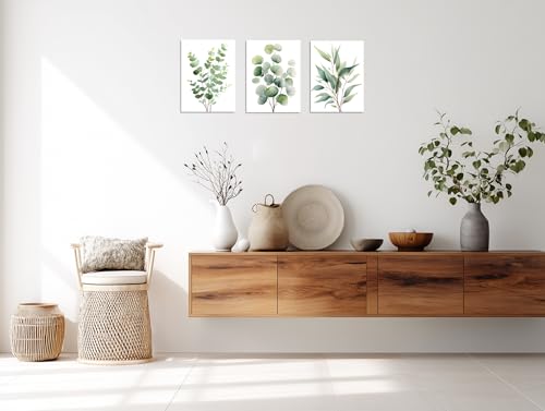 TutuBeer Botanical Plant Canvas Wall Art Botanical Pictures Wall Art Sage Green Eucalyptus Leaf Print on Canvas Minimalist Aesthetic Bedroom Artwork for Bathroom Bedroom Living Room Office 12"X16"X3 - color: Green Botanical C
