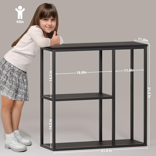 WOHOMO 31.5 in Entryway Table Modern Sofa Table with Shelves Black | 12 Inch Narrow Console Table for Living Room, 31.5" Hallway Table for Corridor, with 3-Tier Storage - color: Black, size: 31.5"