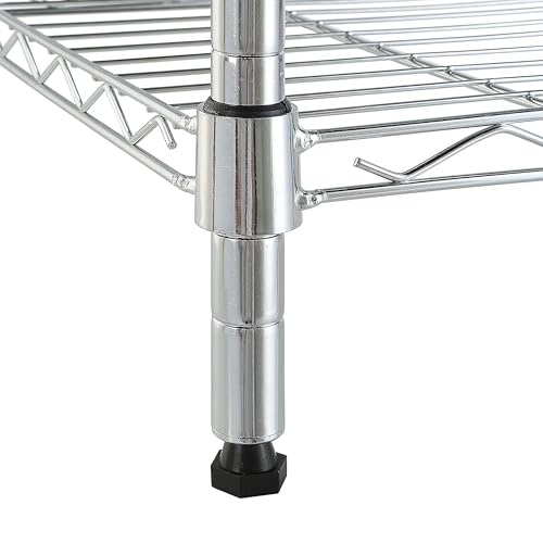 Amazon Basics 5-Shelf Tower Adjustable Storage Shelving Unit, Chrome, 16" x 16" x 54", 150 lbs Per Shelf | Tower - color: Chrome, size: 16"L x 16" W x 54"H, style: 5 -Shelf