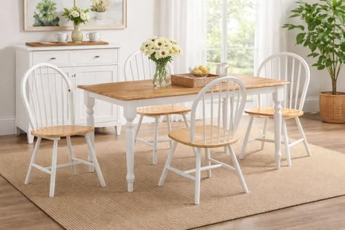 Boraam Farmhouse Table, White/Natural - color: Cream/Natural, size: 36 in. W x 60 in. D x 30 in. H
