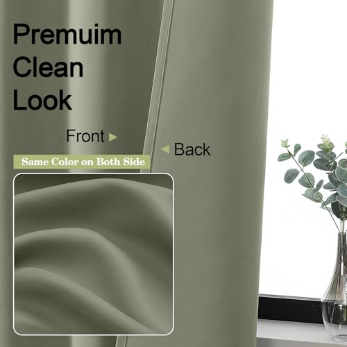 Sally Sage Green Short Blackout Curtains for Bedroom Living Room 54 Inch Length 2 Panels Set, Solid Thermal Insulated, Energy Saving Window Treatment Curtains Bathroom Drapes, W40 x L54, Sage - color: Sage Green, size: 40"W x 54"L (Pack of 2)