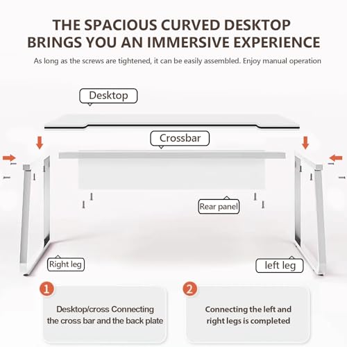 Gaming Desk Computer Writing Table Student Art Modren Simple Style PC Wood Suitable for Home, Office - color: White, size: 55*23.6