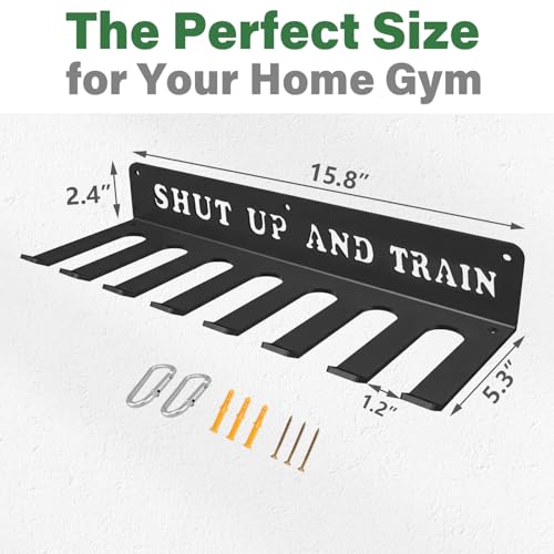 Home Gym Accessories Organization Storage Rack Equipment For Home 8 Hook Wall Hanger Display Gear Barbells Resistance Bands Jump Ropes Lifting Belt Hanger Accessories Hardware Included - color: shut up