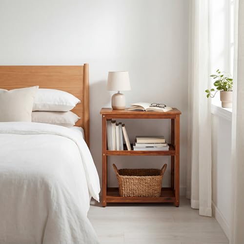 ENKEZI Narrow End Table with Shelf – Slim Side Table, Nightstand for Small Spaces, Bedroom, Living Room, Balcony or Outdoor Use (3 Tiers) - style: 3 Tiers