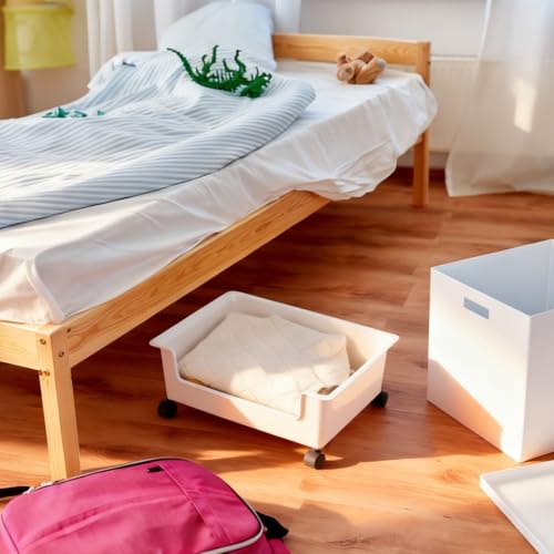 Under Bed Storage with Wheels Desktop Book Storage Bin for Home Office School Dormitory 6.12X11.08X6.12 Inches