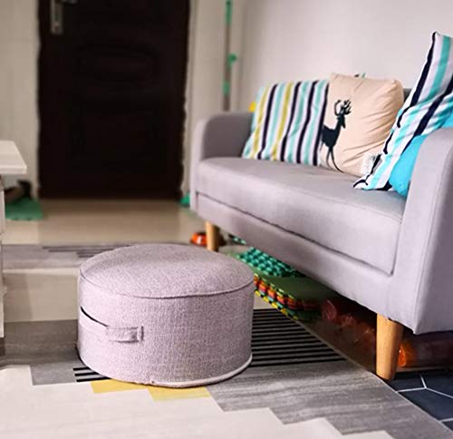 Round Pouf Foot Stools Comfortable Ottoman Floor Seat Cushion Movable Foot Rest Washable Case for Living Room, (Gray) - color: Grey