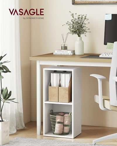 VASAGLE CUSTOS Collection - Bookshelf, 2-Tier Bookcase, Book Shelf, Open Storage Shelf, 9.4 x 11.8 x 25.2 Inches, for Living Room, Home Office, Dining Room, Cloud White ULBC432W01 - color: Cloud White, size: 2 Tiers (11.8"W)