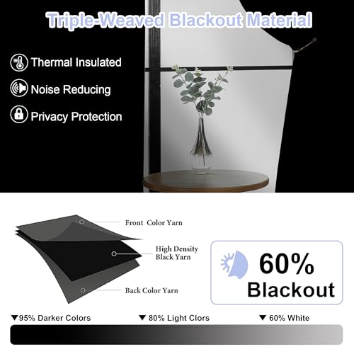 Simplebrand Ava Natural Blackout Curtains for Bedroom 63 Inch Length 2 Panels Set, Solid Thermal Insulated Energy Saving Rod Pocket Window Treatment Curtains Blackout Drapes, W40 x L63 Inch, Natural - color: Natural, size: 40"W x 63"L (Pack of 2)
