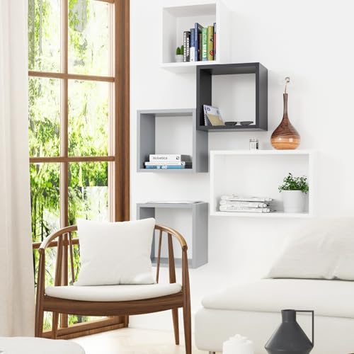 Cube Shelves Set2, Black Display Shelves Wall Mount 7.75" D x 12.5" W x 12.5" H, (Black, Square 2 Cubes) - color: Black, size: Square-Set2