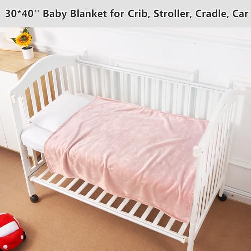 Lukeight Baby Blanket Fleece Toddler Blankets for Boys and Girls, Soft Cozy Fluffy Small Baby Newborn Blankets for Crib, Stroller, Travel and Bed (Pink, 30x40 Inches) - color: Solid Pink, size: 30 in x 40 in