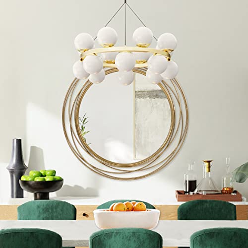 Gold Round Mirror, 36 Inch Decorative Circle Wall Mirror for Entryway, Living Room & Hallway, Large Iron Hanging Mirror - color: Gold, size: 35.5"L x 35.5"W