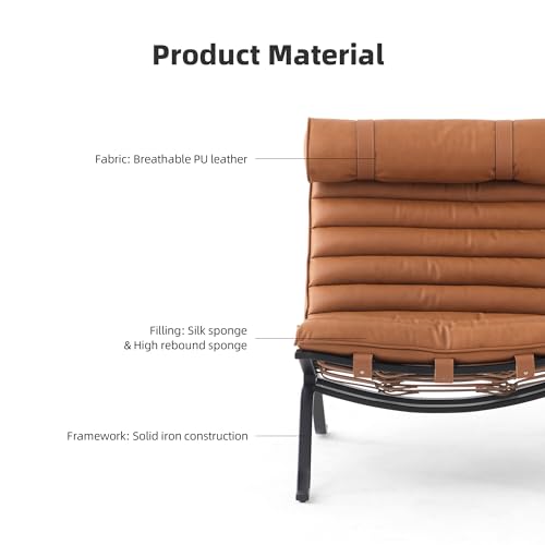 Imitation Leather Upholstered Armless Chair Modern Design Luxury Lounge Chair (Brown) - color: Brown