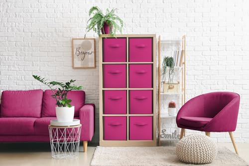 Sorbus Fabric Storage Cubes - 8 Foldable Storage Bins for Organizing Pantry, Cubbies, Toy Box - Clothes Storage & Closet Organizer - 11 Inch Collapsible Cube Baskets for Shelves with Handle - color: Pink 8 Pack, size: 11 Inch