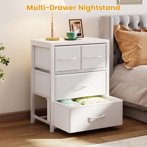 Homeiju Stackable 4-Drawer Fabric Dresser with Waterproof Wood Top – Closet Organizer & Storage Drawers for Bedroom, Modern Metal Frame Design (3 Tier) - size: 11.4"D x 15.8"W x 22.7"H (4 Drawers)