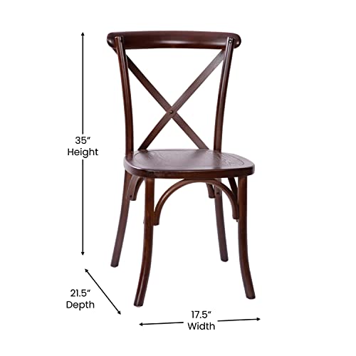 Merrick Lane Bardstown X-Back Bistro Style Wooden Dining Chair for Kitchens and Dining Rooms, High-Back Wood Stackable Kitchen Chair, Walnut - color: Walnut