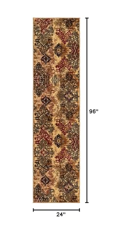 Unique Loom Barista Collection Area Rug - Congencis (2' x 8' Runner, Beige/Blue) - size: 2' x 8' (Rectangular)
