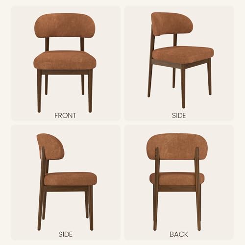 Wooden Dining Room Chairs Set of 2, Modern Upholstered Velvet Kitchen Chairs with Ergonomic Curved Back, Farmhouse Dining Side Chair with Solid Wood Frame for Kitchen Room, Brown - color: Umber