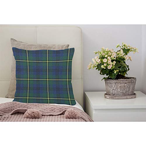 Throw Pillow Covers Yellow Locker by Johnston Clan Tartan Blue Green Plaid Scottish Cotton Linen Decorative Square Pillowcases Cushion Cover 18 X 18 Inch - color: Multi 22