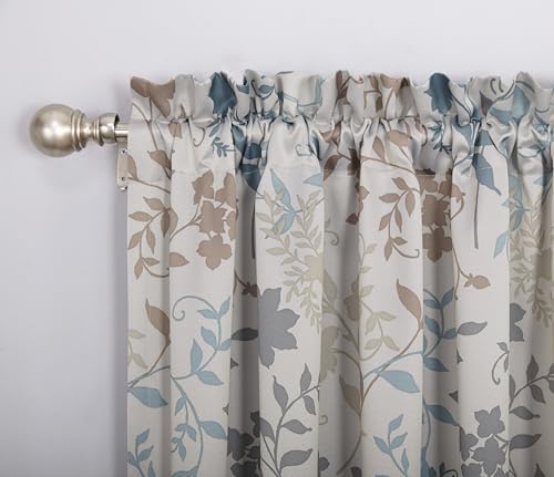 Sun Zero Kara Floral Print Energy Efficient Rod Pocket Curtain Panel, 54" x 63", Stone - color: Stone, size: 54"W x 63"L (Pack of 1)
