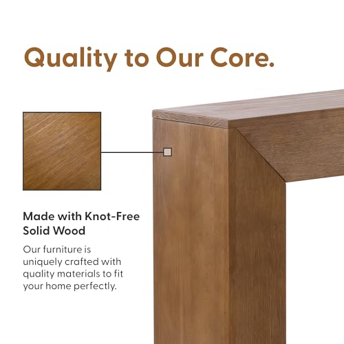 Plank+Beam Grand Console Table, 56 Inch, Pecan Wirebrush | Balanced, Statement Design, Low-VOC Finish, Easy Assembly, Solid Wood - color: Pecan Wirebrush, size: 56 Inch without Shelf