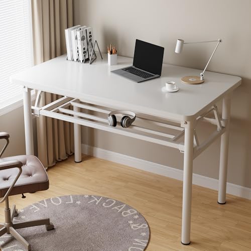 Folding Desk, 31.5" Foldable Desk for Small Spaces - Space Saving Folding Computer Desk, Portable Compact Design for Home Office, Bedroom, Dorm & Apartment, No Assembly Required - color: Frame:white/Board:white, size: 31.5"*19.7"