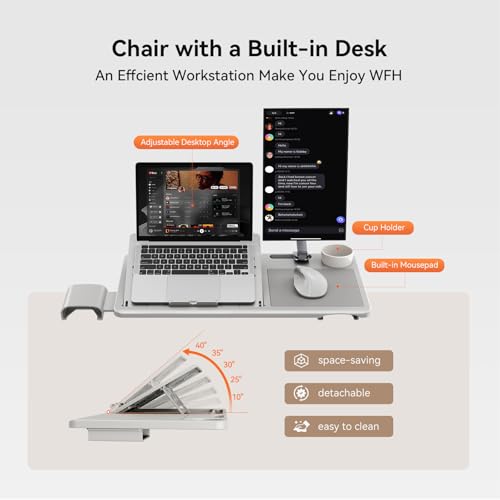 Ergonomic Office Chair-Home Office Desk Chair with Footrest, Auto-Following Backrest & Headrest, 4D Armrests, 96°-136° Recline - color: Grey, size: Laptop Table + Auto-following Headrest