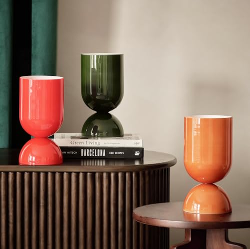 8.9" Dimmable Modern Glass Table Lamp, Glossy Red | Dome Base - color: Red