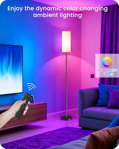 Dimmable Floor Lamp for Living Room with RGB Colors, Color Changing Ambient Lighting, Corner Standing Lamp for Bedroom - Remote, Foot Switch, Timer, Warm Cool White, 10W Smart Bulb Included RE06LD05W1 - color: RGB (Red, Green, Blue)