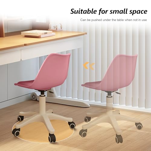 Small Desk Chair Cute, Swivel Armless Task Chair with Soft Padded Cushion, Height Adjustable Home Office Desk Chair with Back for Adult, Study Room, Office - color: Pink, size: M-Set of 2