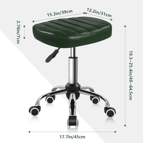 BFTOU Minimalist Square Swivel Stool with Wheel for Work SPA Shop Massage Height-Adjustable and Cost-Effective Rolling Stool Chair (Green) - color: Green