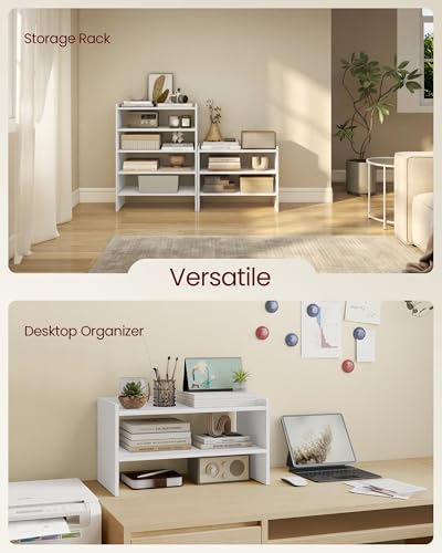 VASAGLE Shoe Rack for Closet, Stackable Organizer Shelf | Stackable Shoe Organizer Shelf for Entryway, 2 Tiers, 11.7 x 24.4 x 14.2 Inches, White, CUSTOS Collection, ULBS062WZ01S - size: 2 Tiers (24.4"W)