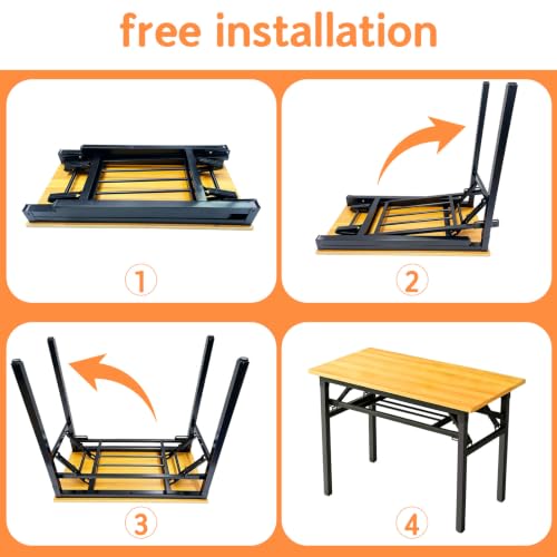 Folding Computer Desk, 31IN Double-Layer Foldable Portable Table | Foldable Portable Table, Compact Design, For Small Spaces, Bedroom/Apartment/Dorm
