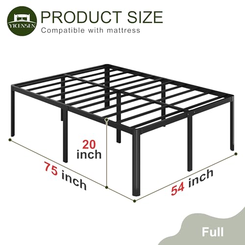 Yicensen 20 Inch Full Bed Frame Heavy Duty Full Size Platform Bed Frame with Rounded Corner Legs No Box Spring Needed, Easy Assembly, Noise Free, Black. - size: Full, style: 20 Inch