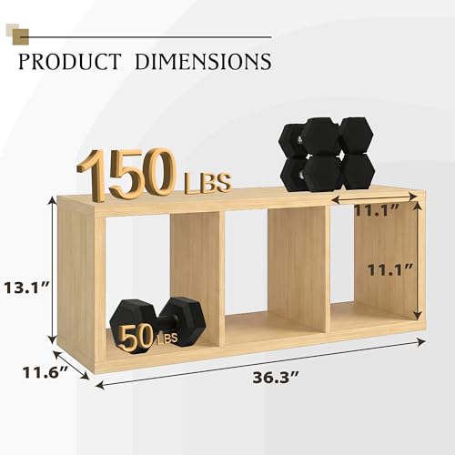 WannabeMyself【2026 Wooden Thick Frame】 3 Cube Storage Organizer with Anti-Tipping Kits, Reversible Open Back Book Shelf,Bookcase for Living Room,Bedroom,Entrance Hall,Office,11.6×36.3×13.1,Oak Color - color: Oak, size: 3 cube (11inch)