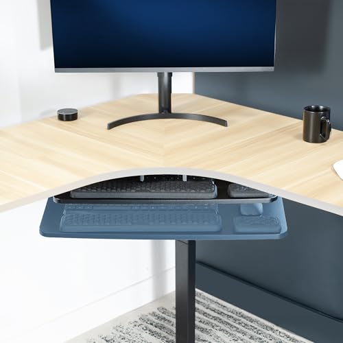 VIVO Premium Adjustable 34 x 11 inch Computer Keyboard and Mouse Platform Tray, Ergonomic Under Table Desk Mount Drawer with Padding, Black, MOUNT-KB34P-B - color: Black, size: 34 inch