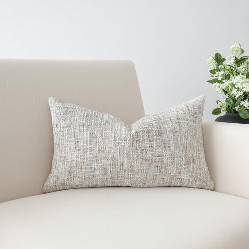 Textured Neutral Lumbar Pillow Cover 12x20 Inch Soft Woven Chenille Accent Boho Farmhouse Rectangle Decorative Throw Pillow Cover for Modern Home Decor Couch Sofa Chair Bedroom Living Room - size: 20" x 12" (Pack of 1)