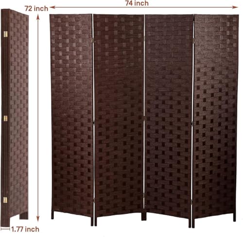 Room Dividers Folding Screens Privacy Screen Room Panel 4 Panel Partition Wall Tall Room Divider for Living Room Bedroom Study Portable Room Seperating Home Furniture Wall Dividers, Brown - color: Brown