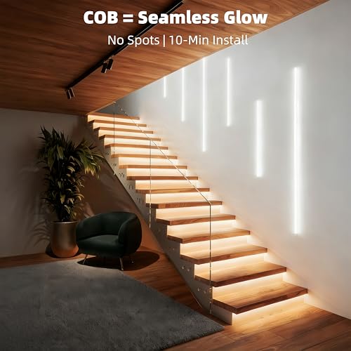 COB LED Strip Light with Remote, 16.4ft, 3000K Dimmable, Warm White LED Lights for Mirror, Under Bed, Stair, Cabinet, TV Backlight, Cuttable LED Light Strip - color: 3000K-Warm White