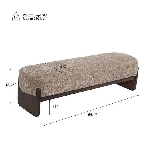 Christopher Knight Home Arden Minimalist Style Rectangular Loop Yarn Fabric Ottoman Bench, Rubberwood Frame, Entryway Bench, Living Room Sofa Extra Seat, End of Bed Footstool, Brown+Brown - color: Brown+brown