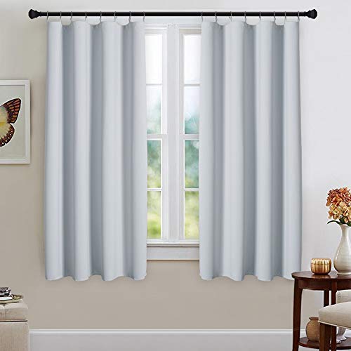 NICETOWN Blackout Curtain Liners for Sheer Curtains, White Blackout Liners for Windows, Detachable Ring Included, Thermal Curtain Liners for 63" Length Drapes, Set of 2, W50 x L59 Each Panel - color: Platinum White, size: 50"W x 59"L (Pack of 2)