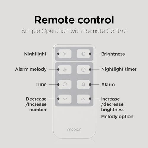mooas Wooden Frame LED Silent Wall Clock (Wooden Frame Light Brown) | Remote Control, Backlit Nightlight, Modern Digital LED Wall Clock Sunrise Alarm Melody 5 Brightness for Bedroom Living Room - color: Wooden Frame Light Brown
