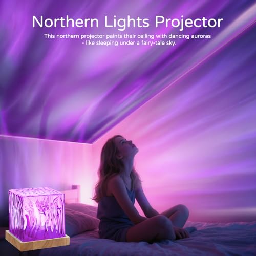 Northern Lights Projector Rechargeable,4.5" Aurora Light Projector Ocean Lamp Mood Ambient Lighting with 16 Colors and Aurora Drift Effects for Room Decor Teen Girl Gifts Classroom - Cordless - color: Cordless - Aurora