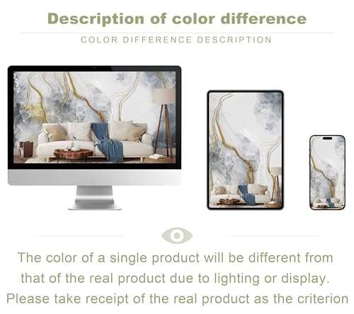 Abstract Grey Marble Wallpaper Large Abstract Gold Wall Mural | 151"x96", for Bedroom Living Room Bathroom, Textured Fabric, Not Peel and Stick - color: Mural 09, size: 151" x 96"