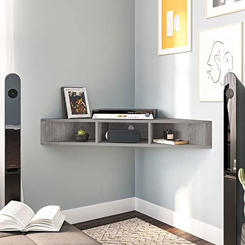 BELLEZE 47" Russel TV Stand & Entertainment Center - Gray Wash | Modern Style,Wall-mounted Storage Shelf,Fit TV up to 46",Living Room Dining Room - color: Gray Wash, style: Russel
